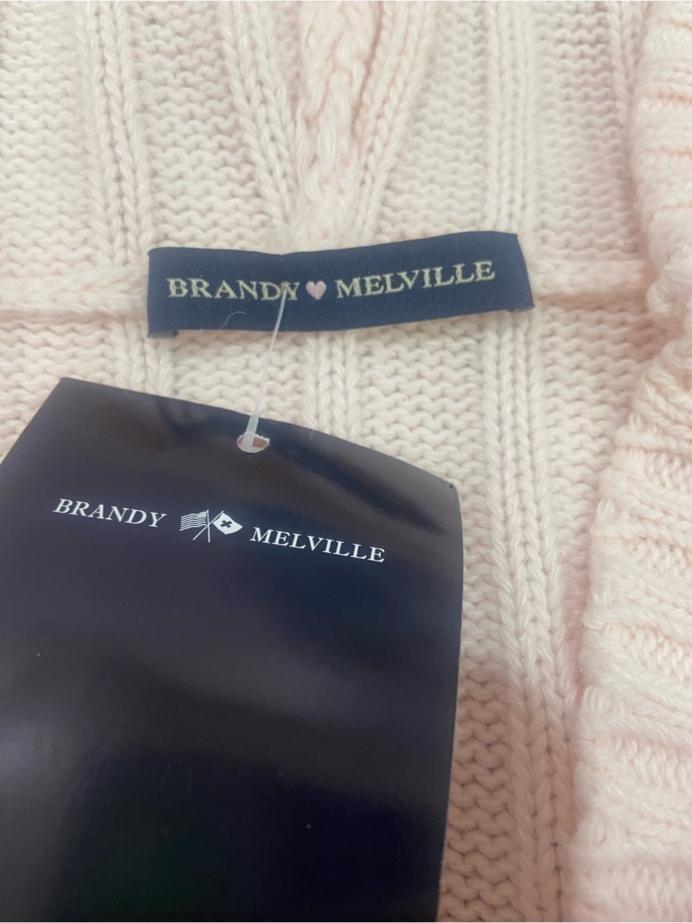 Brandy Melville Pastel Pink Cable Knit Crew Sweater
